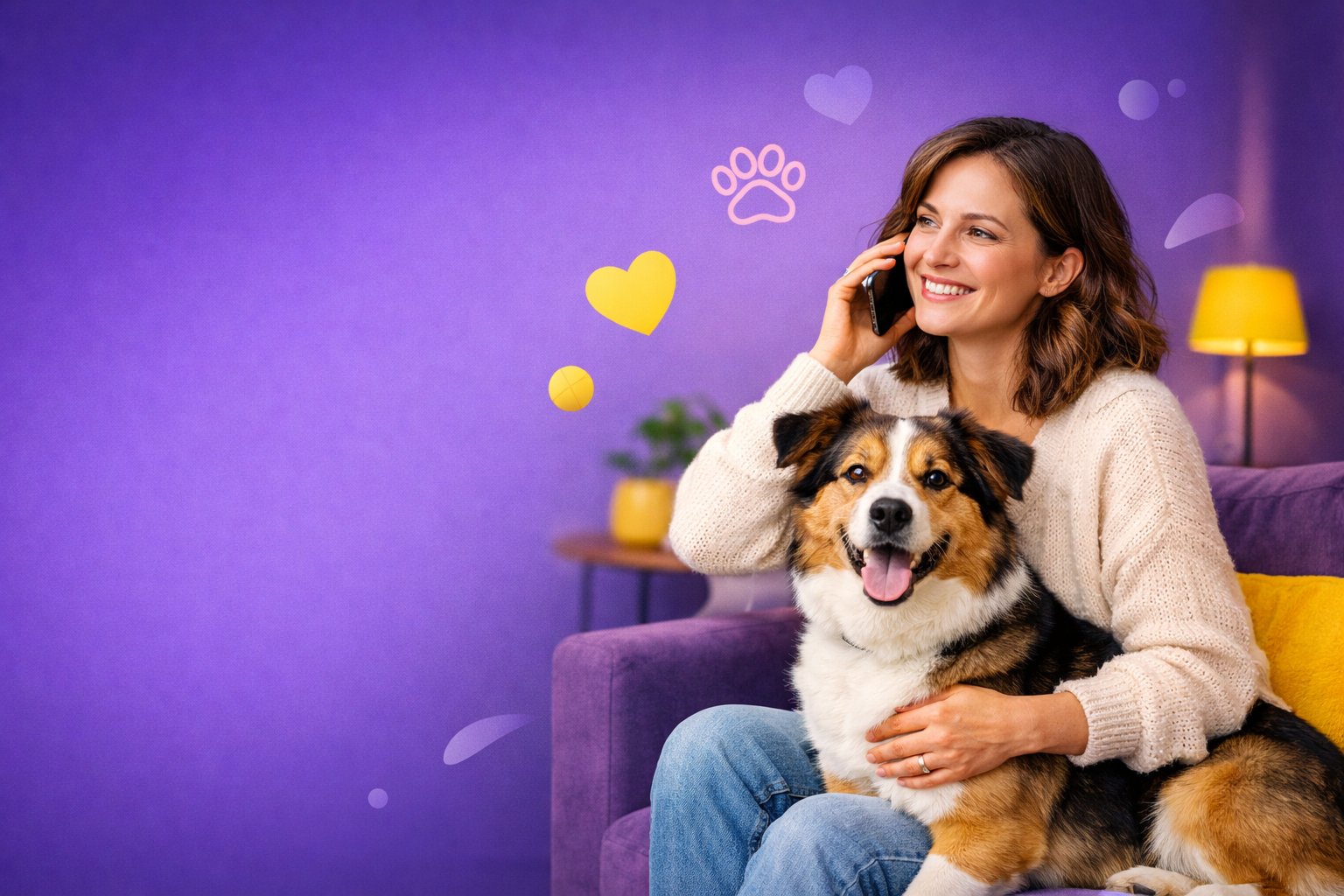 Pet parent with dog or cat hero image placeholder